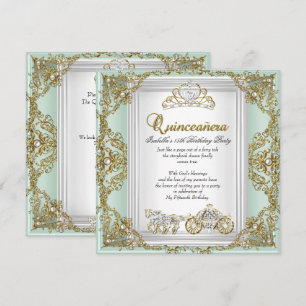 Invitation Quinze Ans Féeriques 15e Anniversaire Vert Menthe