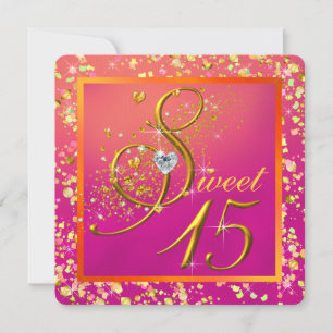 Invitation Quinze partis orange et rose douce