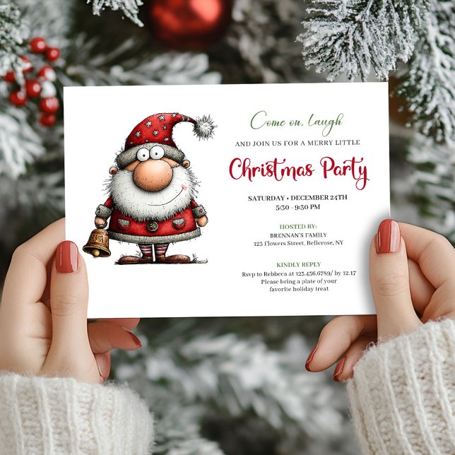 Invitation Quirky Minimalist Santa Holiday Celebration Card (Quirky Minimalist Santa Holiday Celebration Card)