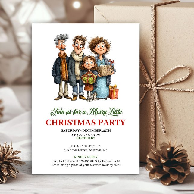 Invitation Quirky Watercolor Family Holiday Celebration Card (Quirky Watercolor Family Holiday Celebration Card)