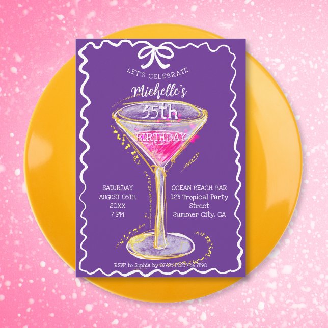 Invitation Quirky Whimsical Adult Cocktail Anniversaire (Créateur téléchargé)