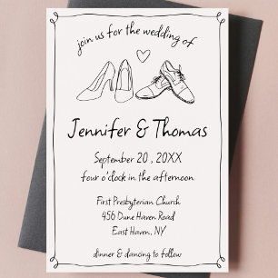 Invitation Quirky Whimsical Main Drawn Doodle Chaussures Mari