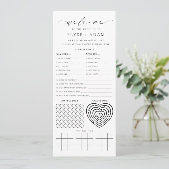 Invitation Quiz Mariage minimaliste Ellesmere et (Debout devant)