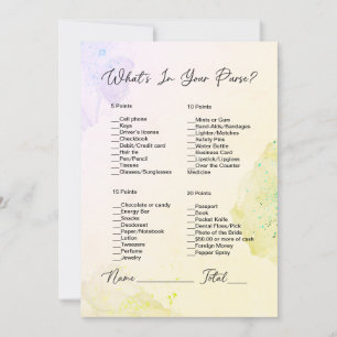Invitation Qu'y a-t-il dans votre purse Fête des mariées jaun