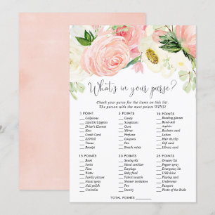 Invitation Qu'y a-t-il dans votre sac de douche nuptiale jeu 