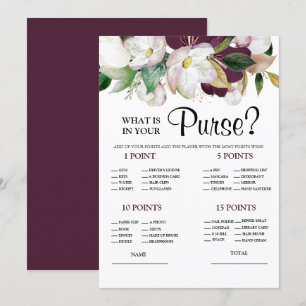 Invitation Qu'y a-t-il dans votre sac White Bridal Game Invit