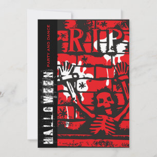 Invitation R.I.P Sang & Chaîne Squelette Soirée Halloween Eff