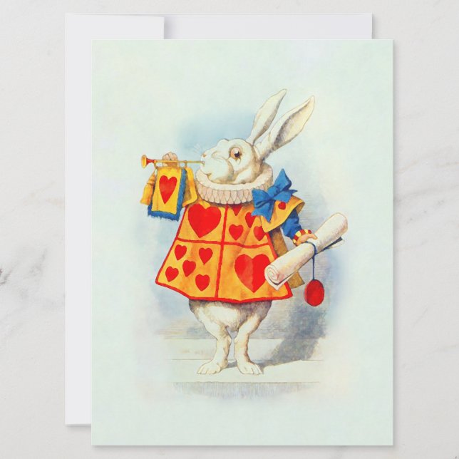 Invitation Rabbit Alice Wonderland PAPIER/TAILLE/FORME OPTION (Devant)