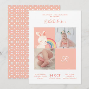 Invitation Rabbit ・ Alphabet Monogramme Baby shower mûr