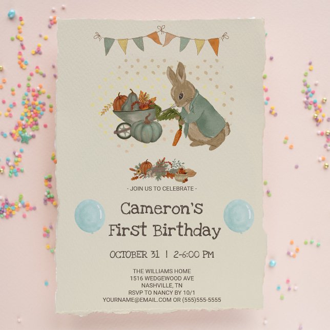 Invitation Rabbit Peter automne Anniversaire de enfant Invita (Créateur téléchargé)