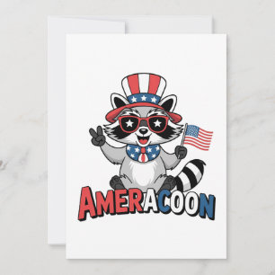 Invitation Raccoon Amérique patriotique 4 juillet Amérique