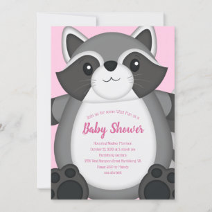 Invitation Raccoon Baby shower rose