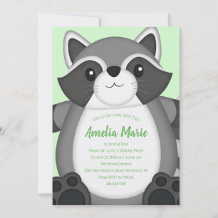Invitation Raccoon fête d'anniversaire Green