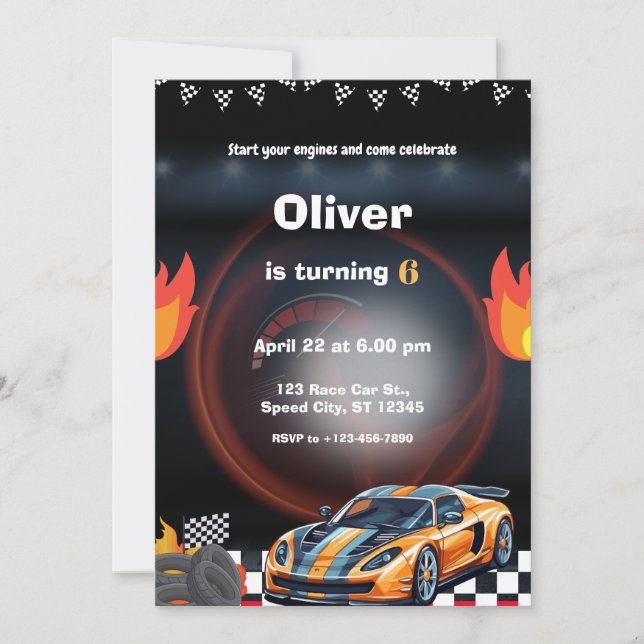 Invitation Race Car Birthday Party (Devant)