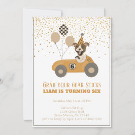 Invitation Race Car Chien Boys Sixième fête d'anniversaire