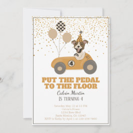 Invitation Race Car Chiens Boys Quatrième fête d'anniversaire