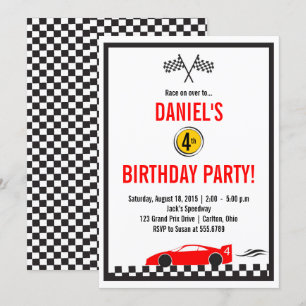 Invitation Race Car fête d'anniversaire