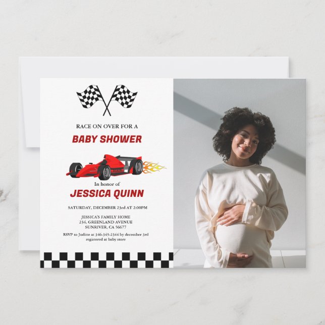 Invitation Race Car garçon Baby shower (Devant)