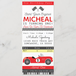INVITATION RACE CAR PARTY