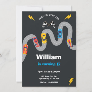 Invitation Race Car Rally Birthday Party