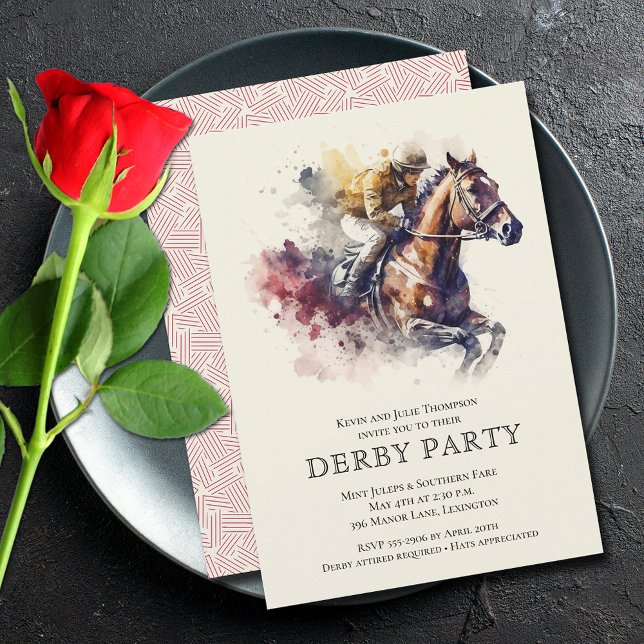 Invitation Racehorse Derby (Watercolor racehorse Derby party invitations - PRINTED and/or INSTANT DOWNLOAD)