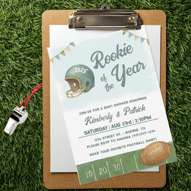 Invitation Racine de l'année Football (Rookie of the Year Football Baby Shower Invitation)