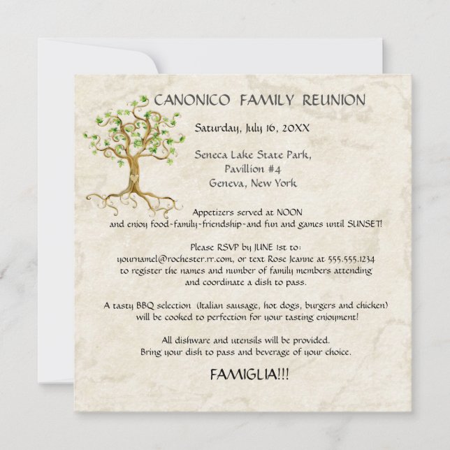 Invitation Racines de l'arbre de rotation Retrouvailles famil (Devant)