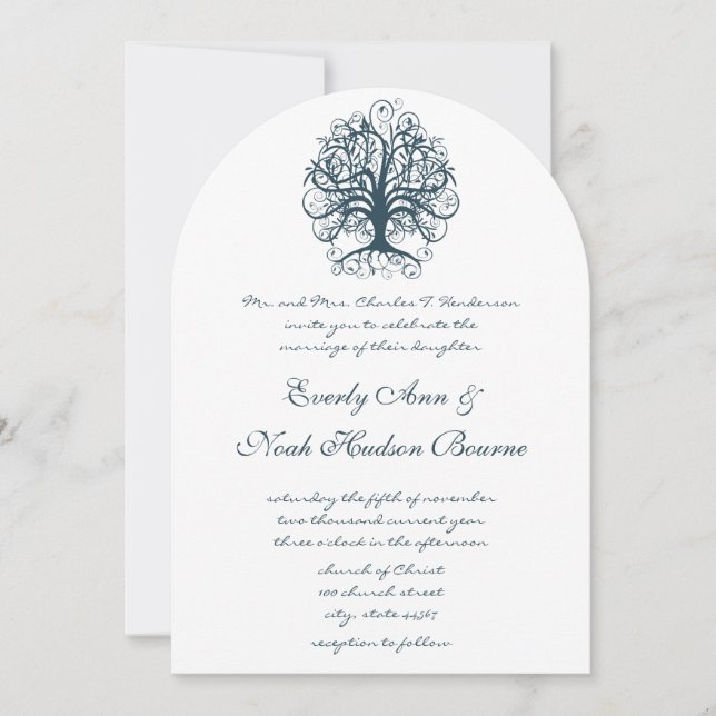 Invitation Racines turquoises de l'arbre de l'amour Mariage (Devant)
