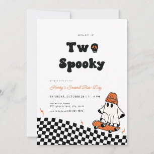 Invitation Rad Ghost Two Éffrayant Dude Second Birthday Invit