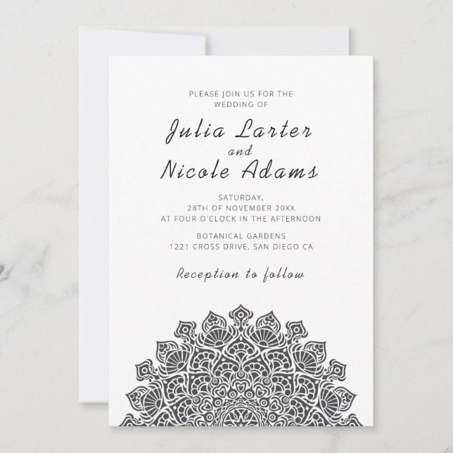 Invitation Radiant Airy Crescent Moon Mandala Wedding (Devant)