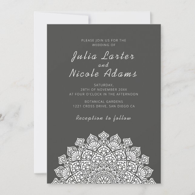 Invitation Radiant Airy Crescent Moon Mandala Wedding (Devant)