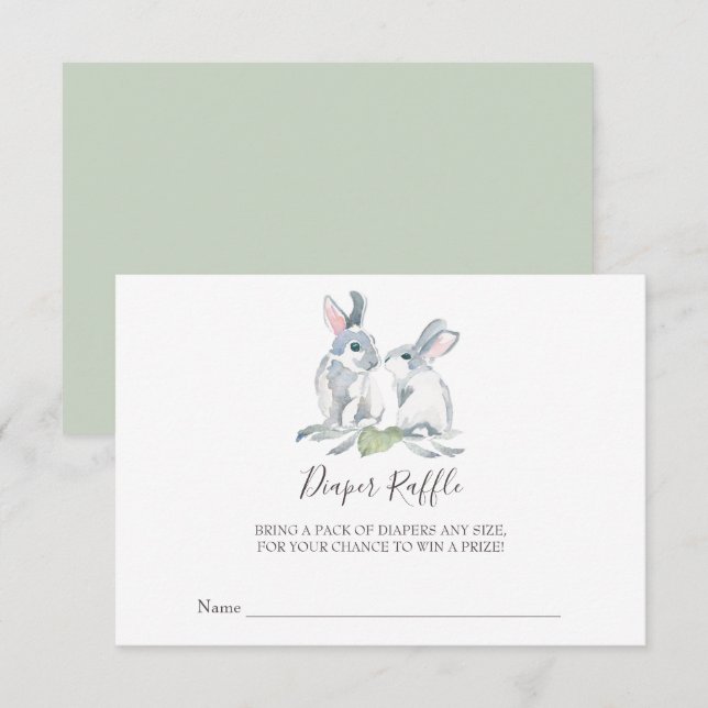 Invitation Raffin de couche de Baby shower de lapin (Devant / Derrière)