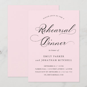 Invitation Raffiné   Calligraphie Blush Pink Rehearer Dîner