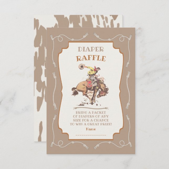 Invitation Raffle à couches Bronco de cowboy de l'Ouest (Devant / Derrière)