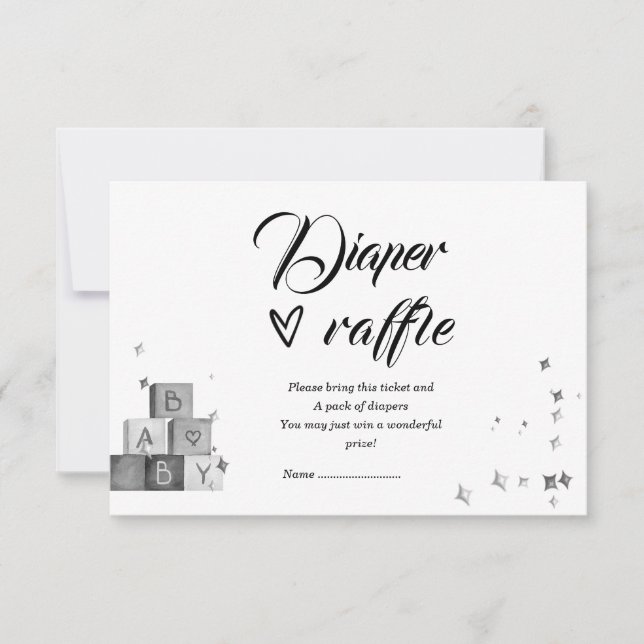 Invitation Raffle de couches noires et blanches (Devant)