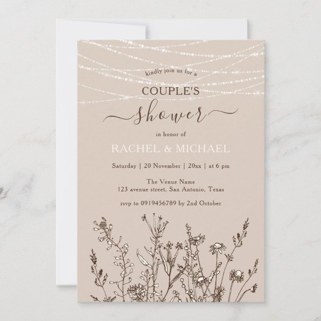 Invitation Rafraîchir Herbes Sauvages Terre Couples Floraux D (Devant)