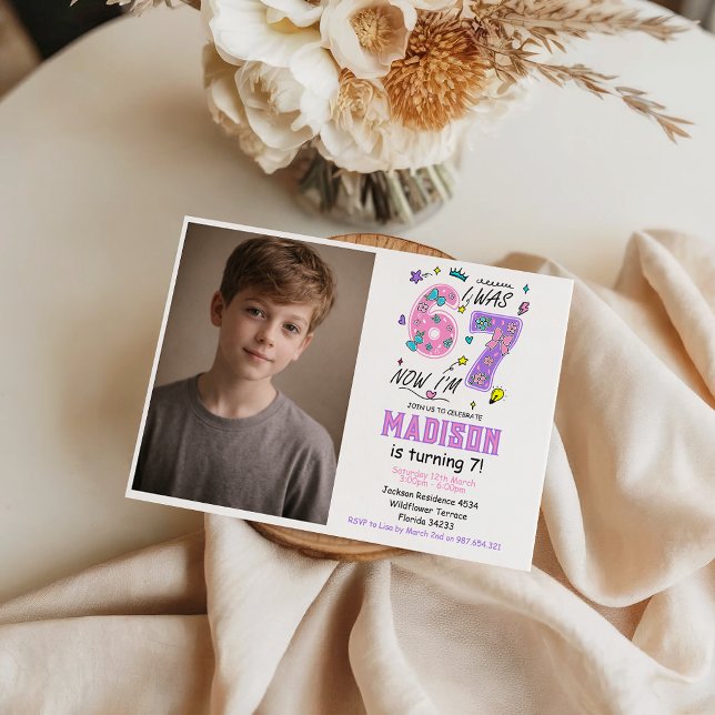 Invitation rainbow 7th Birthday | “I Was 6, Now 7” Party (rainbow 7th Birthday | “I Was 6, Now 7” Party Invitation
)