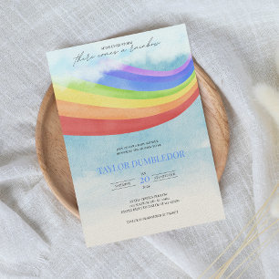 Invitation Rainbow Baby Aquarelle Pastel Douche colorée