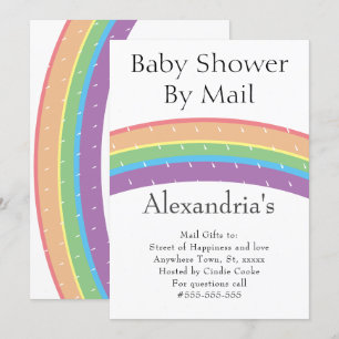 Invitation Rainbow Baby shower neutre par sexe par courrier