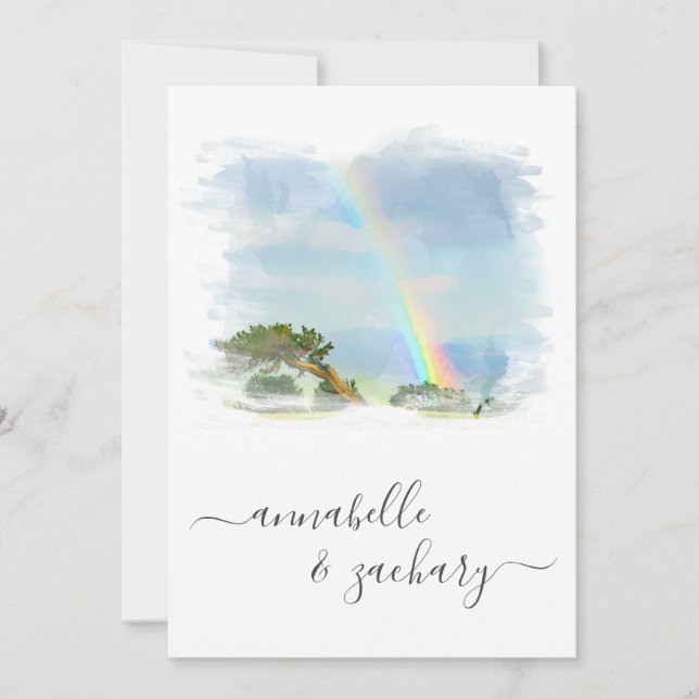 Invitation *~* Rainbow Beach Ocean + RSVP - QR AR11 Mariage (Devant)