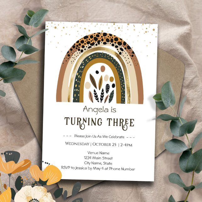 Invitation Rainbow Boho 2e anniversaire (Créateur téléchargé)