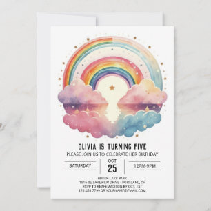 Invitation Rainbow Boho Nuds Girl Birthday