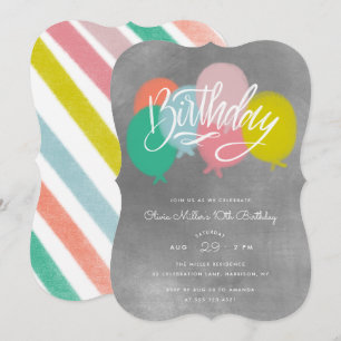 Invitation Rainbow Bright Ballots fête anniversaire gris