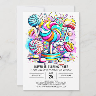 Invitation Rainbow Candy Land
