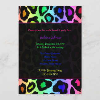 Invitation Rainbow Cheetah Wild Sweet 16 Anniversaire