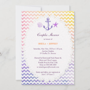 Invitation Rainbow Chevron Nautical Couples Douche