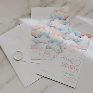 Invitation Rainbow Cloud Baby shower neutre de genre