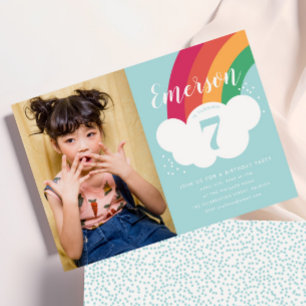 Invitation Rainbow Cloud Photo Anniversaire de enfant Party