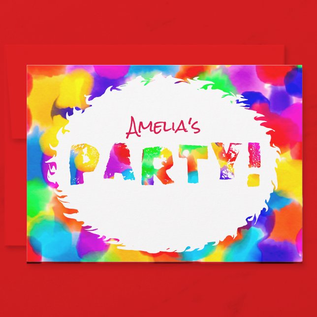 Invitation Rainbow Color Splash Party (Make sure your party rocks with these funfilled rainbow party invitations.🏳️‍🌈🌈🥳)