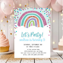 Rainbow Confetti Girl 5th Birthday Party 